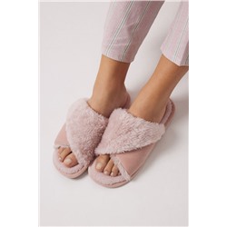 Zapatillas abiertas casa pelito rosa