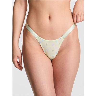 Logo Cotton High-Leg Micro Thong Panty