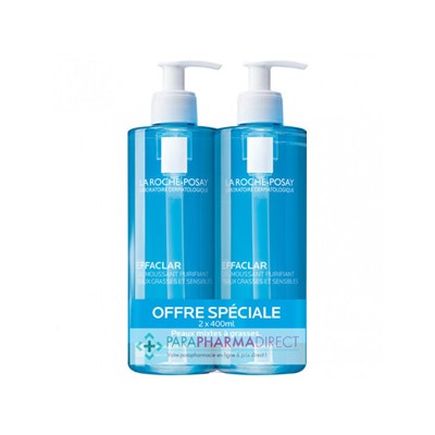La Roche Posay Effaclar Gel Moussant Purifiant Peaux Grasses 2x400mlLot  × 2