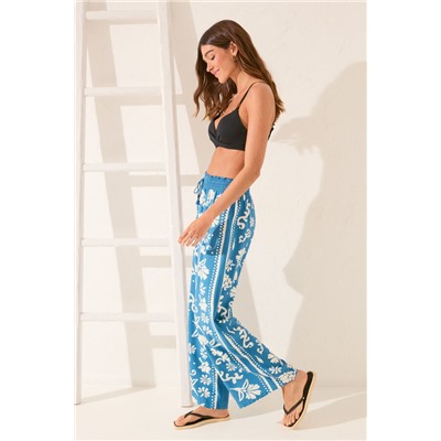 Pantalón largo viscosa estampado sello