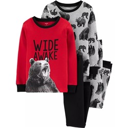 4-Piece Bear Snug Fit Cotton PJs