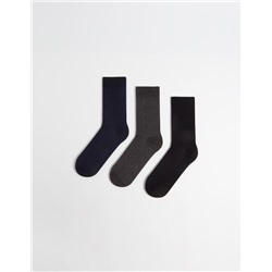 3 Pairs of Cotton Blend Socks Pack, Men, Multicolour