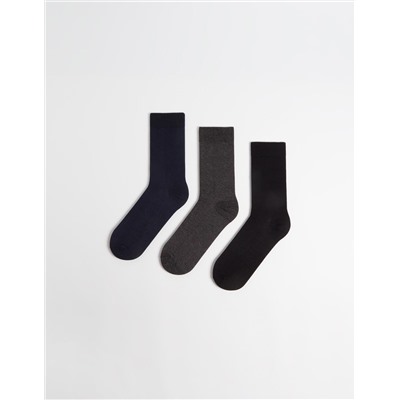 3 Pairs of Cotton Blend Socks Pack, Men, Multicolour