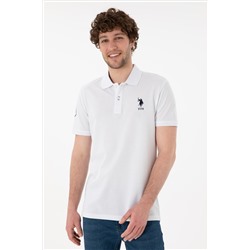 Erkek Slim Fit Polo Yaka Beyaz Basic Tişört