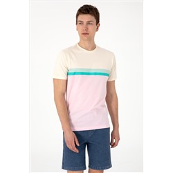 Erkek Regular Fit Bisiklet Yaka Açık Pembe Tişört