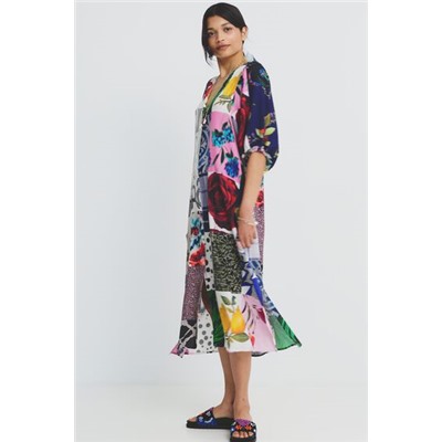 Vestido camisero midi patch