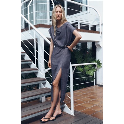 MIDI DRESS WITH GOLD APPLIQUÉ