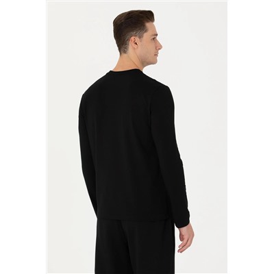 Erkek Siyah Basic Sweatshirt