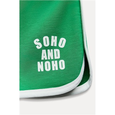 VARSITY SHORTS WITH SLOGAN