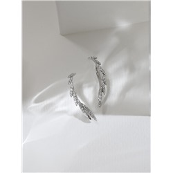 Серьги-каффы из серебра с фианитами родированные 925 пробы 12-1998р