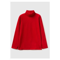 United Colors of Benetton Kız Çocuk Koyu Kırmızı Balıkçı Yaka Basic T-Shirt 223A3P4ZC202N