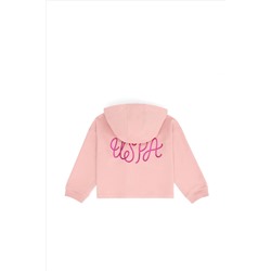 Kız Çocuk Pudra Kapüşonlu Sweatshirt