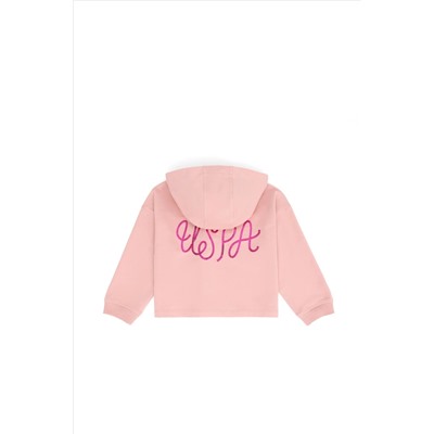 Kız Çocuk Pudra Kapüşonlu Sweatshirt
