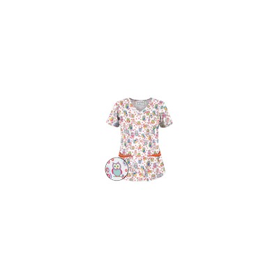 UA Who Done It White Print Scrub Top