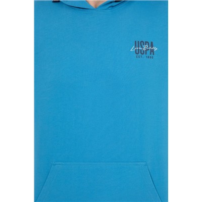 Erkek Kobalt Kapüşonlu Basic Sweatshirt