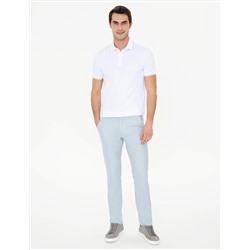 Açık Mavi Slim Fit Beli Lastikli Kanvas Pantolon