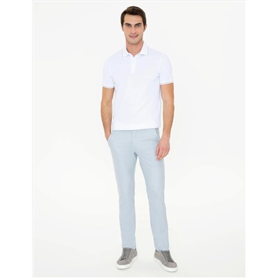 Açık Mavi Slim Fit Beli Lastikli Kanvas Pantolon