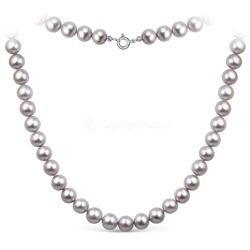 Колье из серебра с бусинами серого речного культивированного жемчуга родированное ОСК1-6009р50