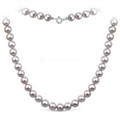 Колье из серебра с бусинами серого речного культивированного жемчуга родированное ОСК1-6009р50