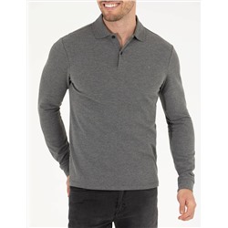 Antrasit Melanj Slim Fit Basic Sweatshirt