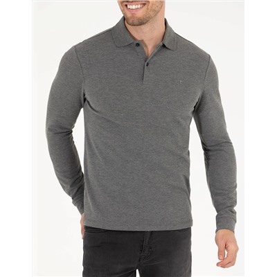 Antrasit Melanj Slim Fit Basic Sweatshirt