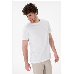 Erkek Regular Fit Bisiklet Yaka Beyaz Basic Tişört