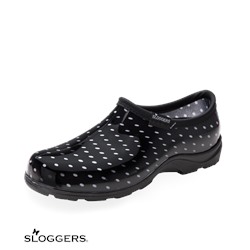 Sloggers Women's Black with White Polka Dots Clog