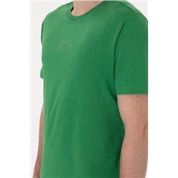 Erkek Regular Fit Bisiklet Yaka Yeşil Tişört