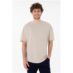 Erkek Long Fit Bisiklet Yaka Taş Basic Tişört