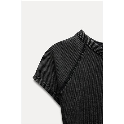 FADED-EFFECT RIB T-SHIRT
