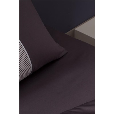 Leal King Size %100 Pamuk 208 TC Baskılı Saten Nevresim Takımı - Mürdüm/Beyaz