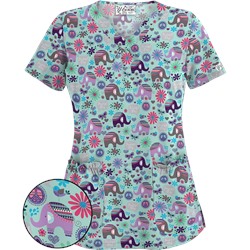 UA Beautiful Day Cool Blue Scallop Neck Scrub Top