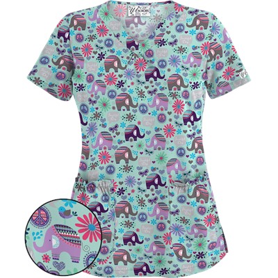 UA Beautiful Day Cool Blue Scallop Neck Scrub Top