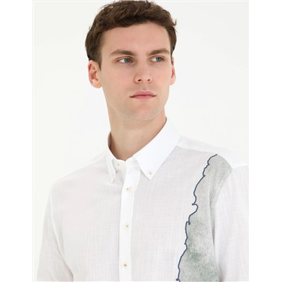 Haki Slim Fit Uzun Kollu Gömlek