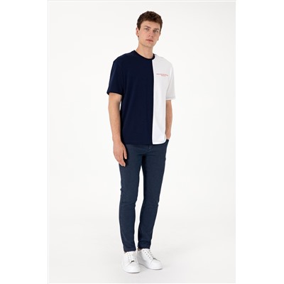 Erkek Comfort Fit Bisiklet Yaka Lacivert Tişört
