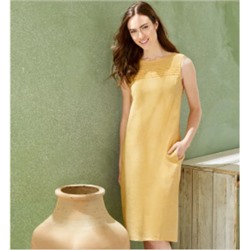 ESMARA® Kleid, mit Häkelspitze, seitliche Eingrifftaschen, aus reiner Leinenfaser цвет желтый, размер 38