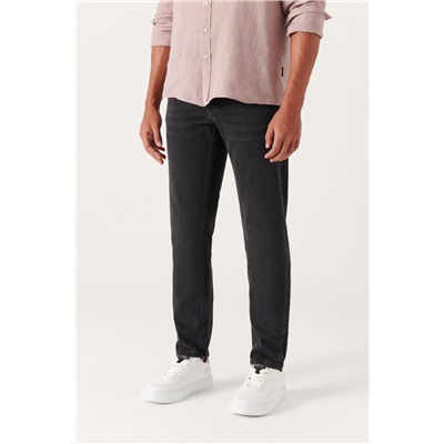 Antrasit Eskitme Yıkamalı Likralı Slim Fit Dar Kesim Jean Pantolon