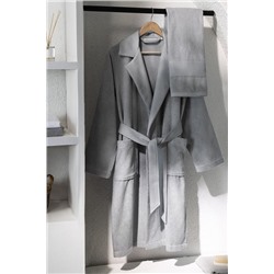 Carole Unisex %100 Pamuk Bornoz Set - Açık Gri - Lüks Koleksiyon