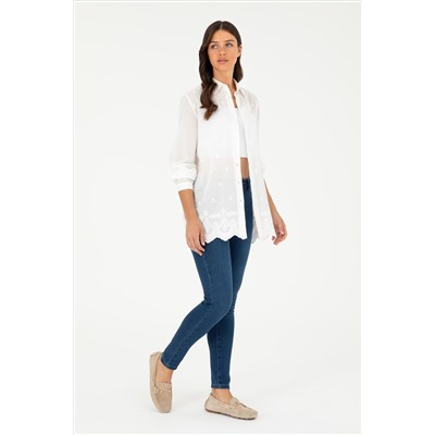 Kadın Koyu Mavi Skinny Fit Jean Pantolon
