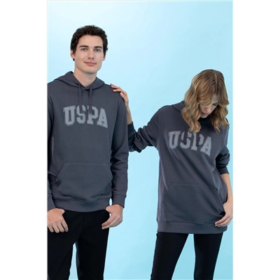 Antrasit Kapüşonlu Basic Sweatshirt