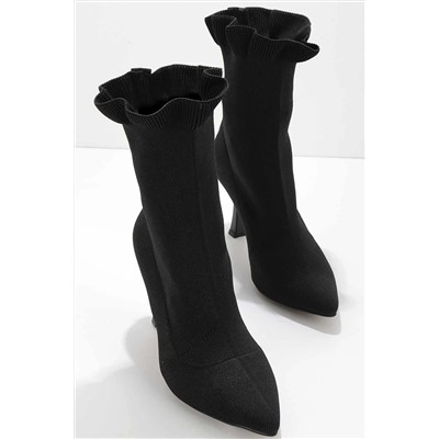 Bambi Siyah Triko Kadın Bot & Bootie K02894450882