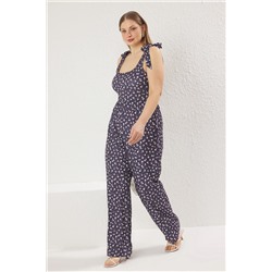 Çok Renkli Askılı Örme Büyük Beden Tulum TBBSS25BG00009