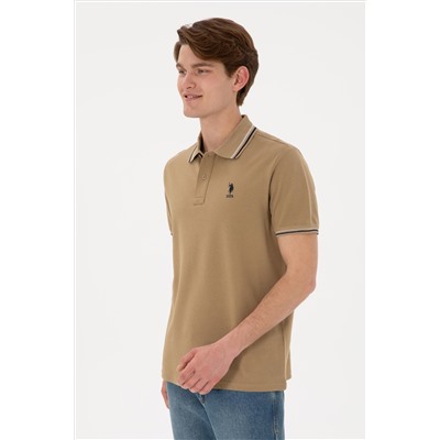 Erkek Regular Fit Polo Yaka Haki Basic Tişört