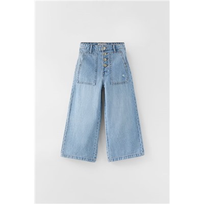 FLOWING WIDE-LEG JEANS WITH SNAP BUTTONS