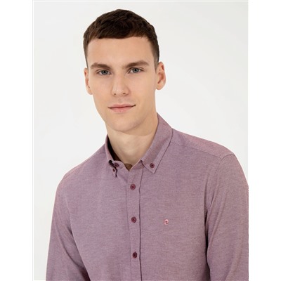 Bordo Slim Fit Oxford Gömlek