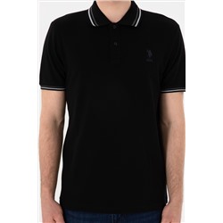 Erkek Regular Fit Polo Yaka Siyah Basic Tişört