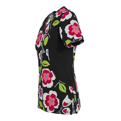 White Cross Scrubs Matisse Blooms Print Top