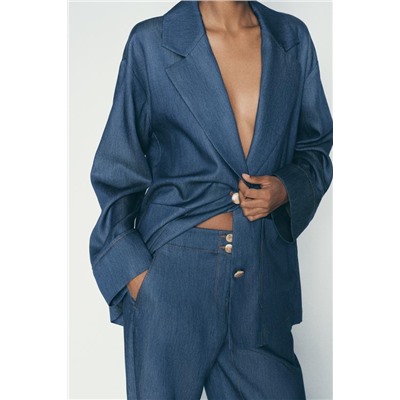 OVERSIZE DENIM-EFFECT BLAZER