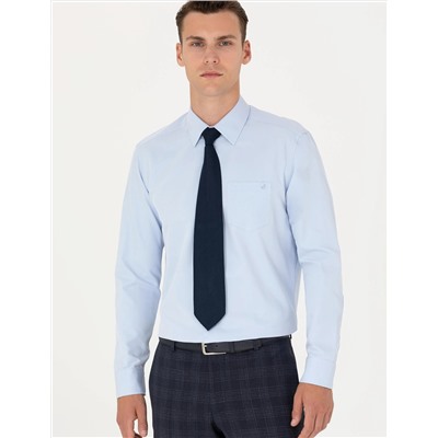 Açık Mavi Regular Fit Uzun Kollu Basic Gömlek