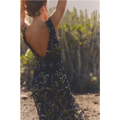LONG FLORAL TULLE DRESS
